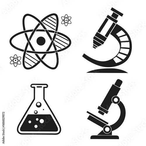 Atom dna beaker microscope icons science