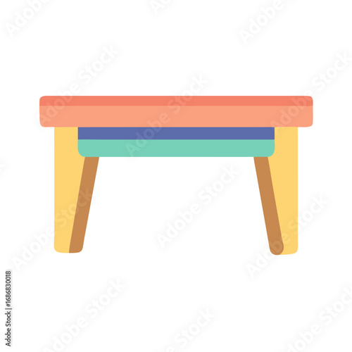 Colorful children's table with four legs in playful design  