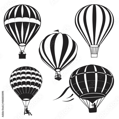 Black and white hot air balloon collection aviation travel