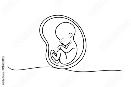 Continuous Line Drawing of Embryo – Health and Care Illustration