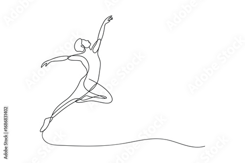 Continuous Line Drawing of Female Ballerina – Graceful Pose Vector