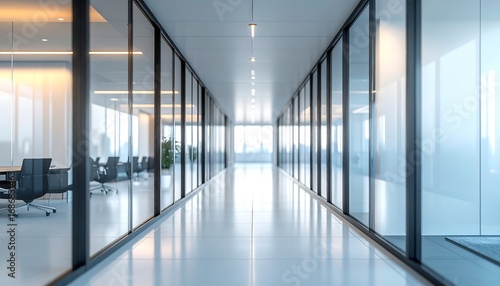 Wallpaper Mural Modern Office Corridor with Glass Walls and Natural Light Torontodigital.ca