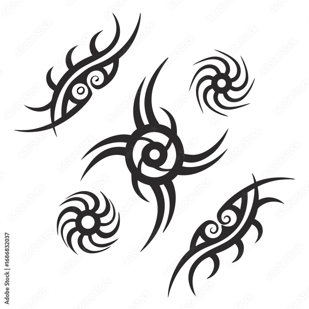 Fototapeta premium Black tribal tattoo designs on white background vector