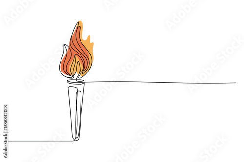Continuous Line Drawing of Torch – Inspiration and Motivation Icon