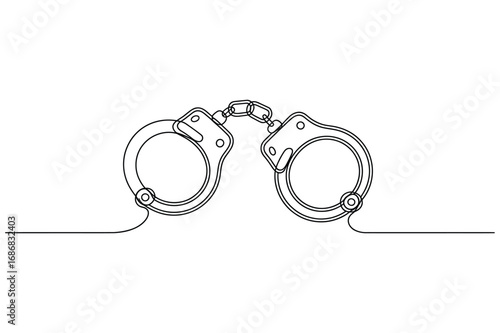 One Line Drawing of Handcuffs – Law Enforcement Vector