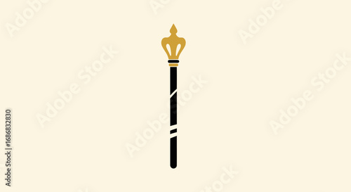 Elegant royal scepter with a golden crown top illustration.