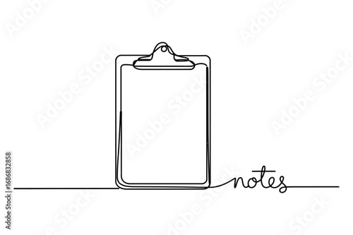 Continuous Line Drawing of Clipboard with Notes – Minimalist Office Vector