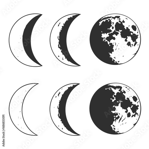Crescent and full moon phases crescent moon celestial