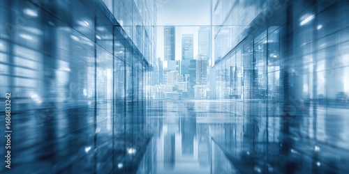 Wallpaper Mural Modern, glass-walled hallway; city view Torontodigital.ca