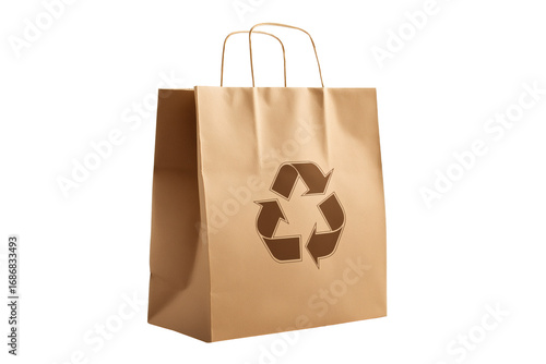 Eco-Friendly Recyclable Paper Bag with Recycling Logo for Sustainable Shopping