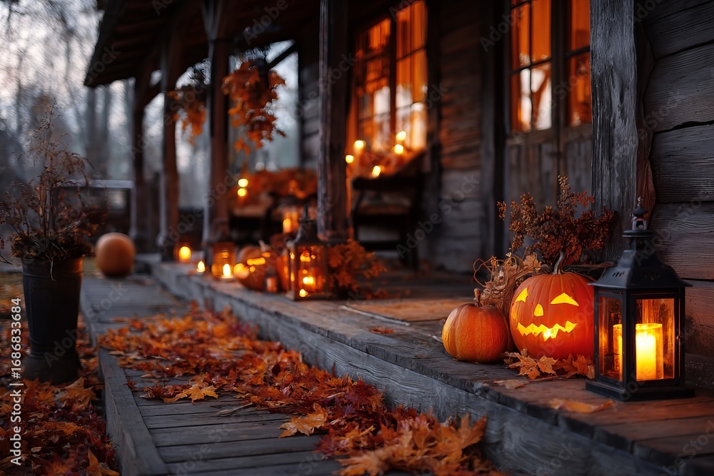 Obraz premium Background with Halloween pumpkin candles