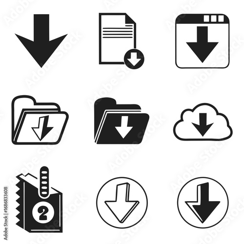 Download icons arrow file folder cloud browser vector