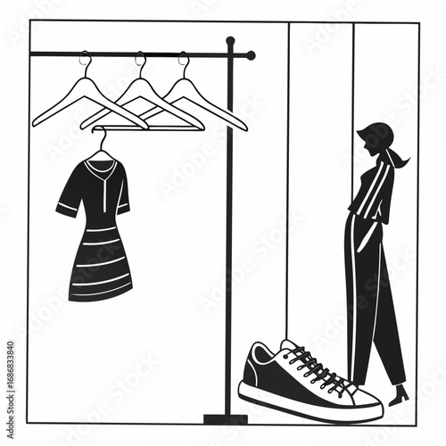 Fashion display with dress and person clothing hanger