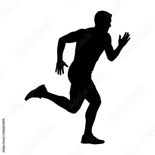 Silhouette of Male Runner in Motion for Fitness, Sports, and Athletic Lifestyle Concepts