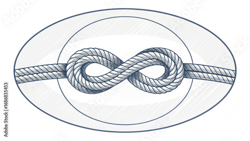 Infinity knot made of rope in an oval frame infinity symbol