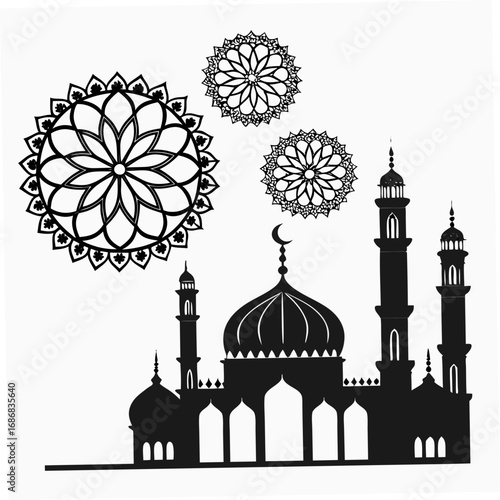 Islamic mosque and geometric patterns architecture dome