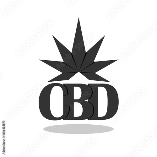 Simple CBD icon with shadow
