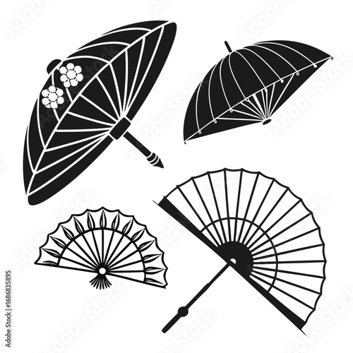Japanese fans and umbrellas with floral motif folding umbrella traditional