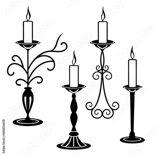 Ornate candle holders with flickering flames candlestick
