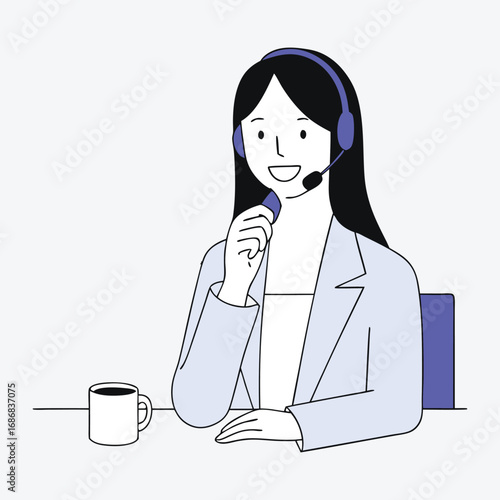Customer Service Hotline Vector Illustration