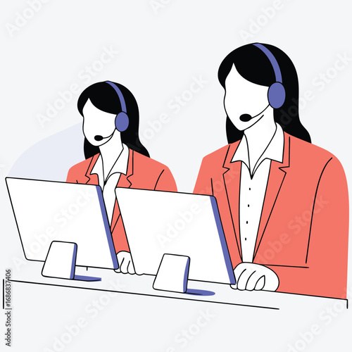 Customer Help Desk Support Vector Graphic