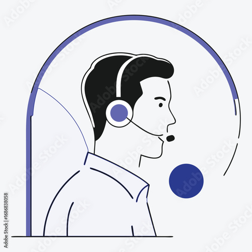 Customer Service Representative Flat Design Vector