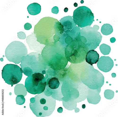 Watercolor Green Abstract Circles Vector Illustration
