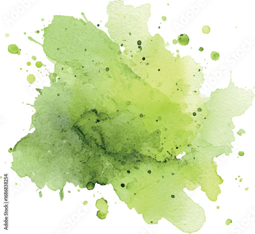 Watercolor Green Abstract Ink Stain Vector Illustration
