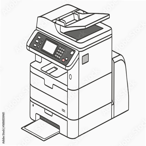 White office copier with document feeder and paper tray printer scanner