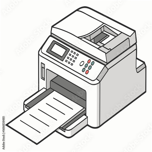 White office printer with paper output office equipment technology