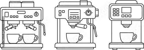 Collection of diverse espresso machines ready to brew delicious coffee