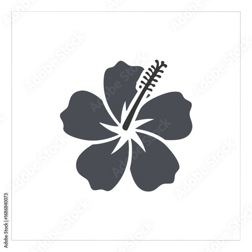 Dark gray hibiscus flower silhouette tropical botanical