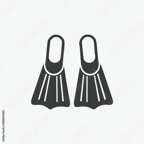 Dark gray diving fins on white background swim fins flippers