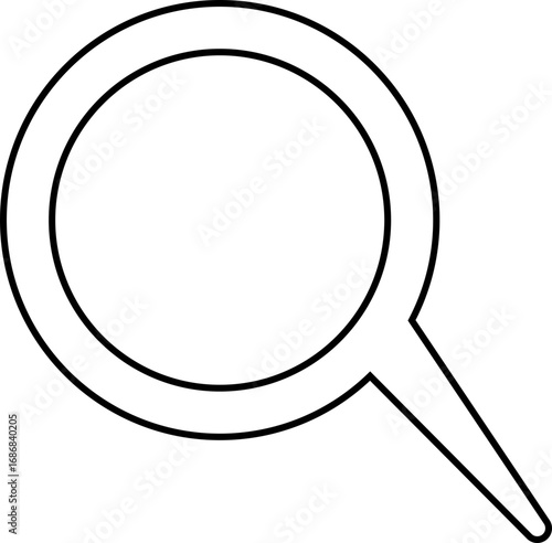 Search icon in black line style, magnifying glass symbol pack, zoom find explore tool isolated on transparent background, outline glyph design element