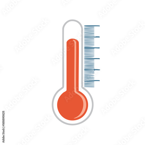 Orange liquid thermometer with blue markings temperature measurement