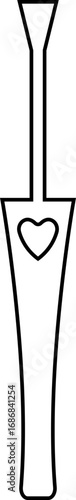 Nail polish brush icon in black line outline style, beauty cosmetic applicator group collection for manicure and pedicure, minimal vector illustration design