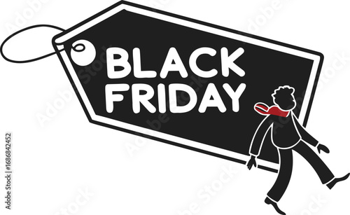 Black friday price tag vector illustration. Price label isolated on transparent background