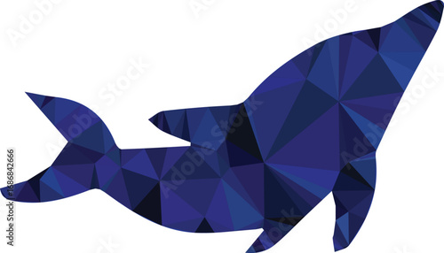 Geometric blue shark silhouette polygonal