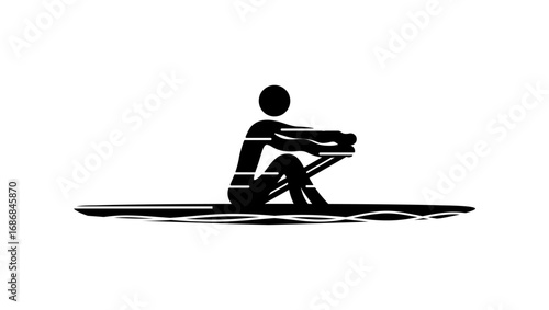 Rowing symbol, black isolated silhouette