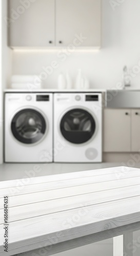 Wallpaper Mural Modern Laundry Room with Washing Machine and Dryer. Torontodigital.ca