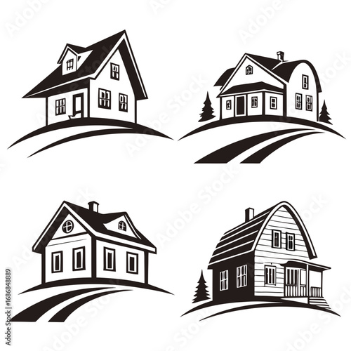 Diverse house designs on rolling hills home building