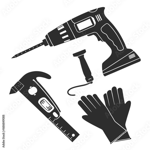 Drill level gloves safety hook vector