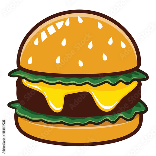 Delicious burger with melted cheese and fresh lettuce hamburger cheeseburger
