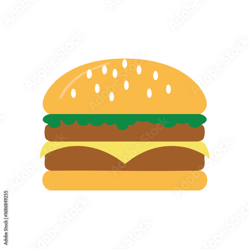 Double cheeseburger with lettuce and sesame seed bun fast food