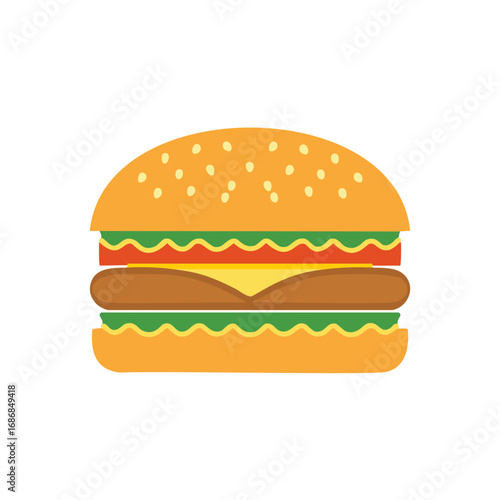 Orange sesame seed bun with lettuce tomato cheese and meat patties burger hamburger
