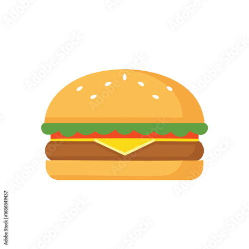 Tasty burger with sesame seeds cheese and lettuce cheeseburger fast food