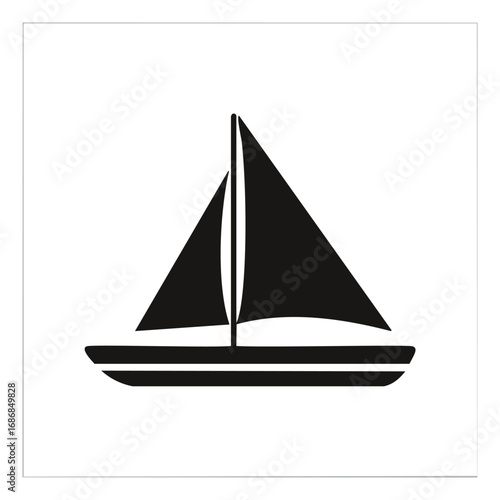 Black sailboat with white background and simple design sailing watercraft