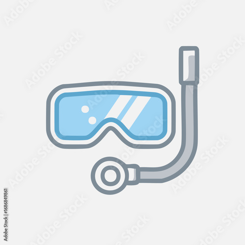 Blue and gray snorkel mask with clear lens diving swimming