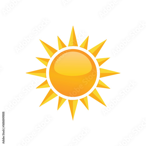 Bright yellow sun with sharp orange rays vector