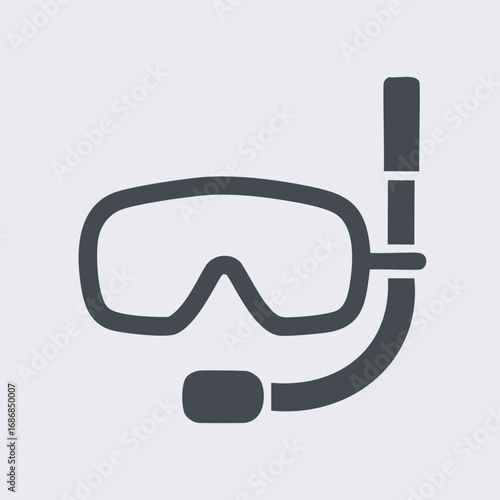 Dark grey snorkel mask and tube icon diving swimming